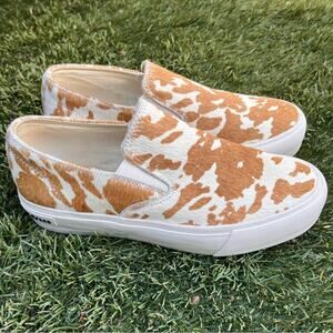 SeaVees Baja Platform Cowhide Slip On Sneakers Western Cowgirl Casual Shoes 9.5